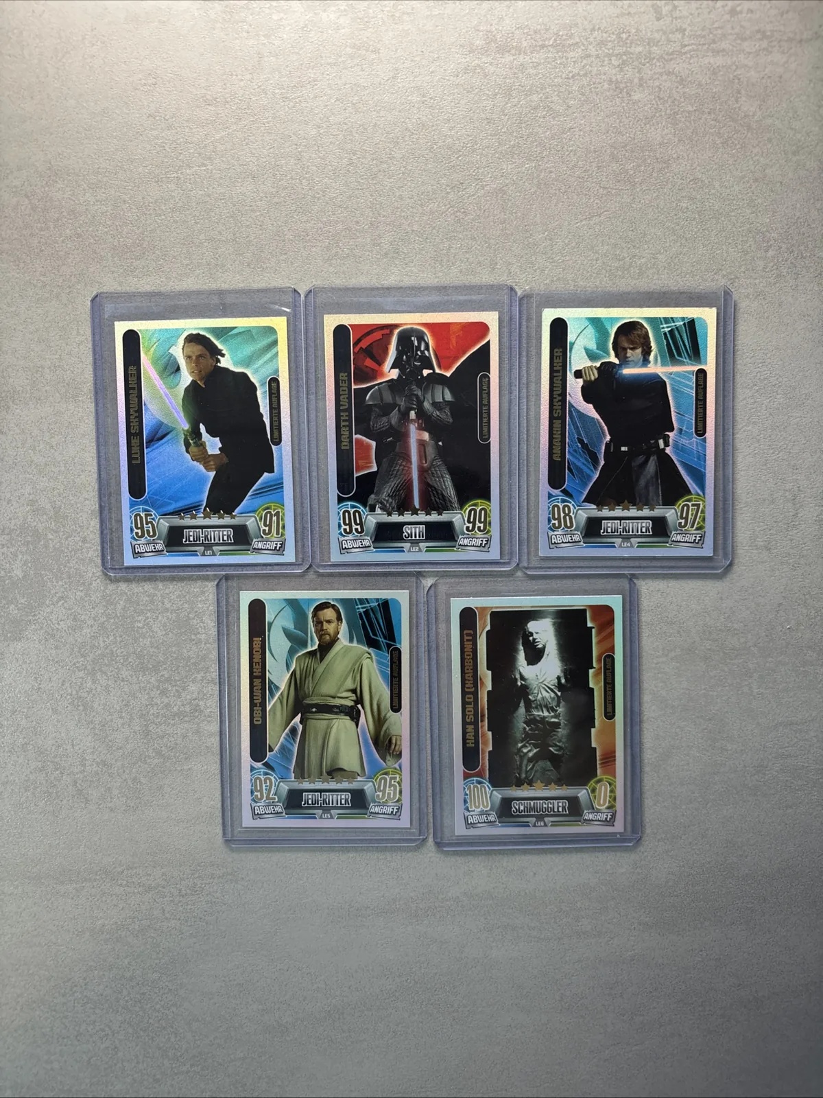 Force Attax Movie Serie 2 Holo-Karten — Luke Skywalker, Darth Vader und Obi-Wan
