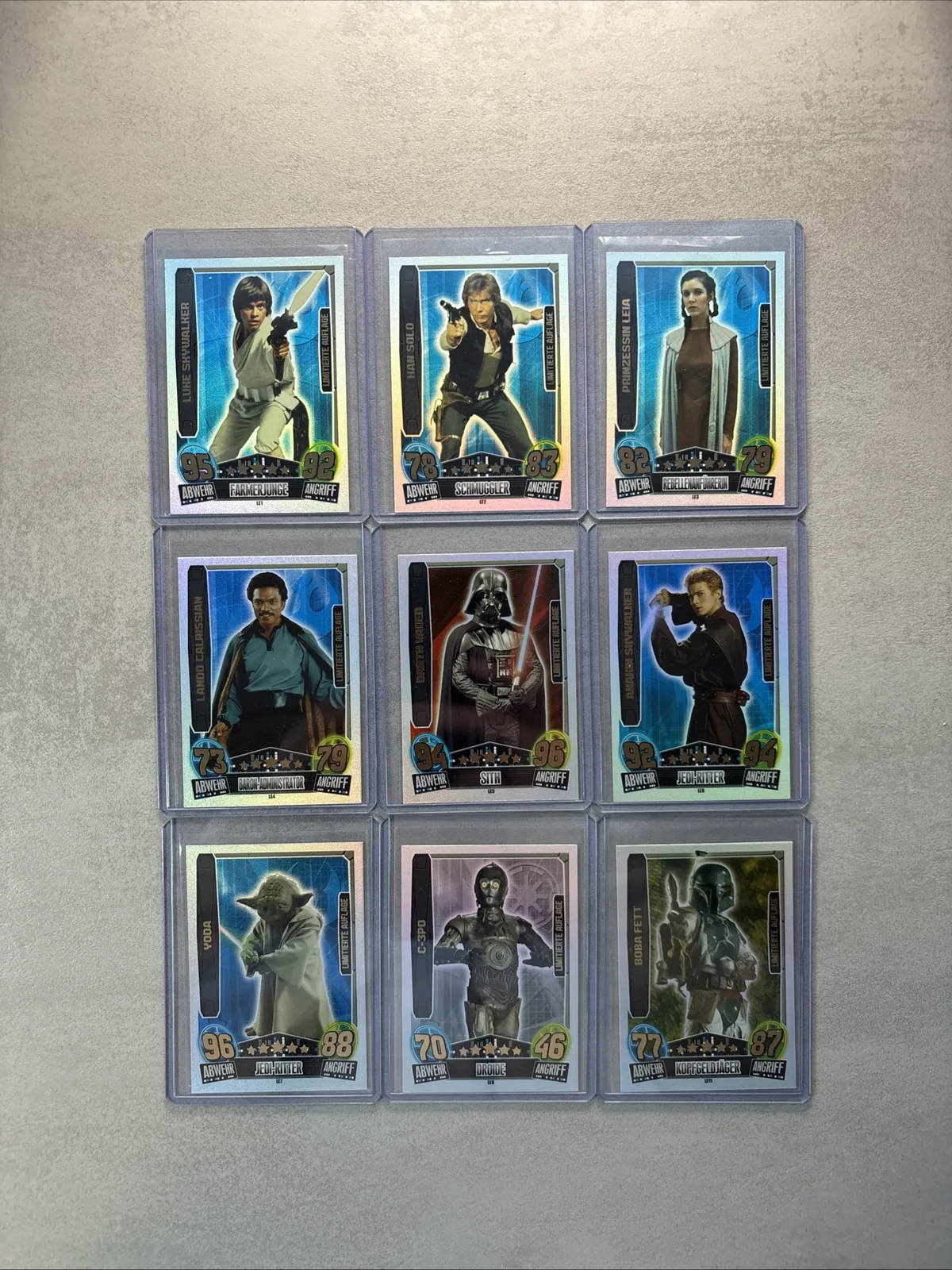 Force Attax Movie Serie 3 Holo-Karten — Luke, Han Solo, Leia, Darth Vader und weitere