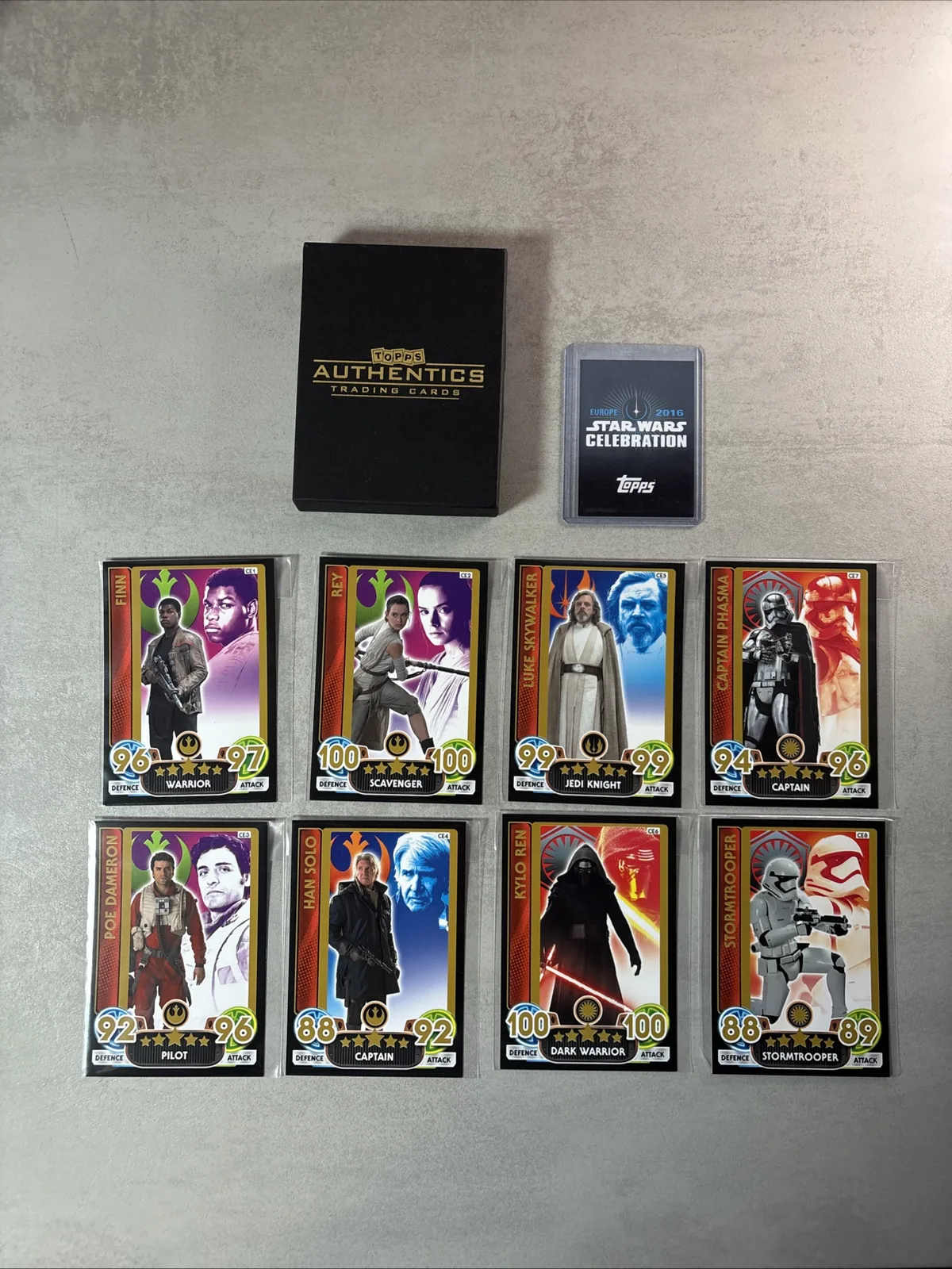 Kompletter C1 bis C8 Kartensatz Force Attax Extra mit Topps Authentics