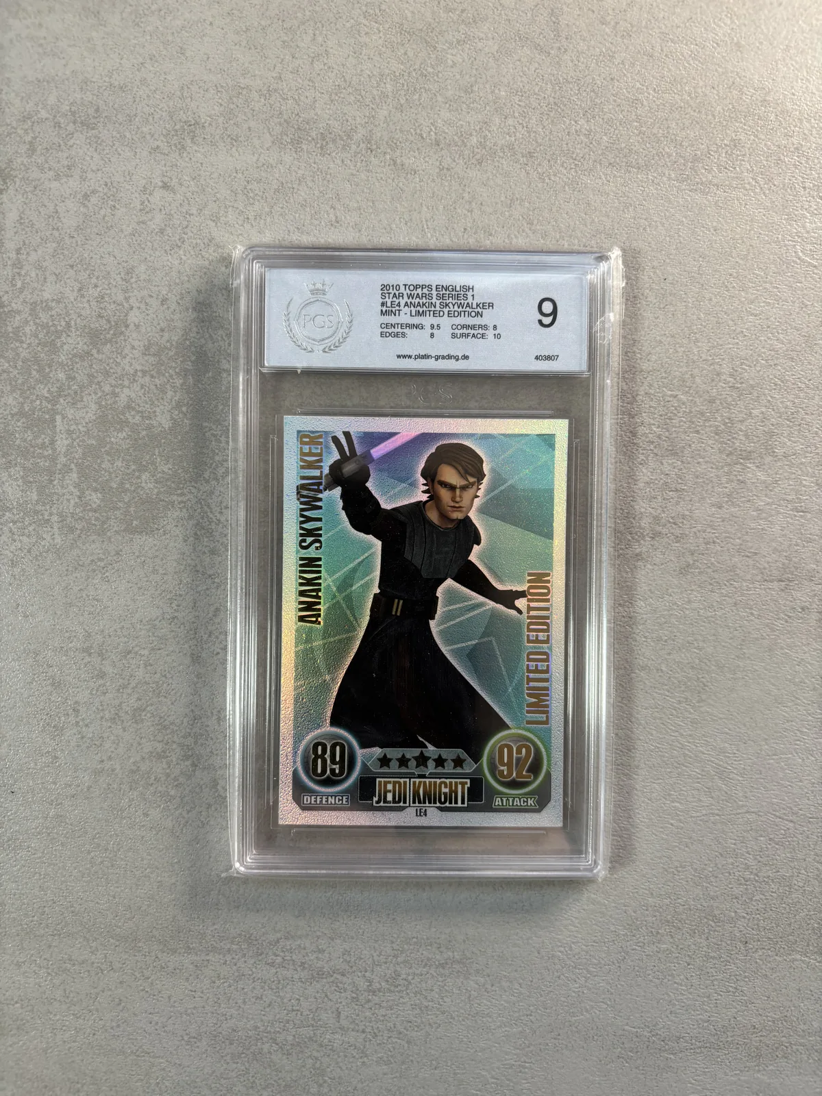 Gegradete Karte Anakin Skywalker — Force Attax Serie 1 Limited Edition, Bewertung 9